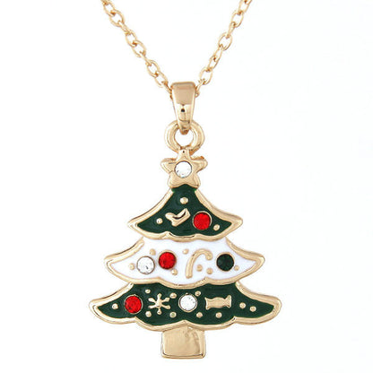 Christmas Tree Necklace Santa Pendant