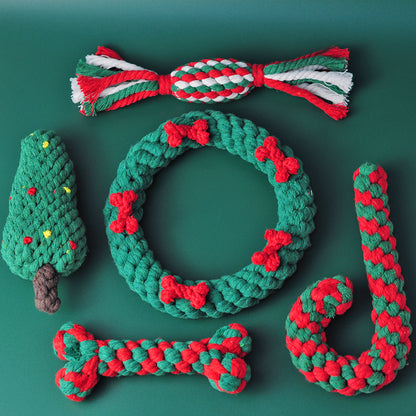 Cotton Thread Dog Toy - Christmas Tree Gift