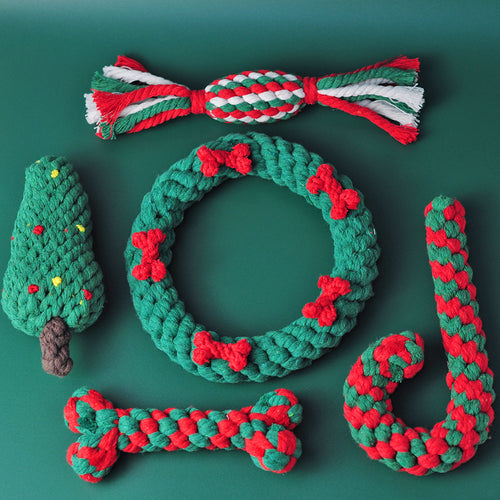 Cotton Thread Dog Toy - Christmas Tree Gift