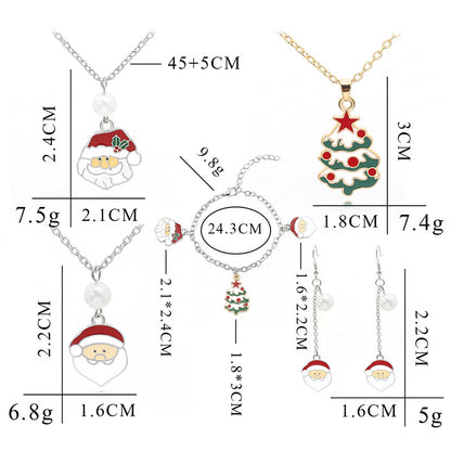 Christmas Tree Necklace Santa Pendant