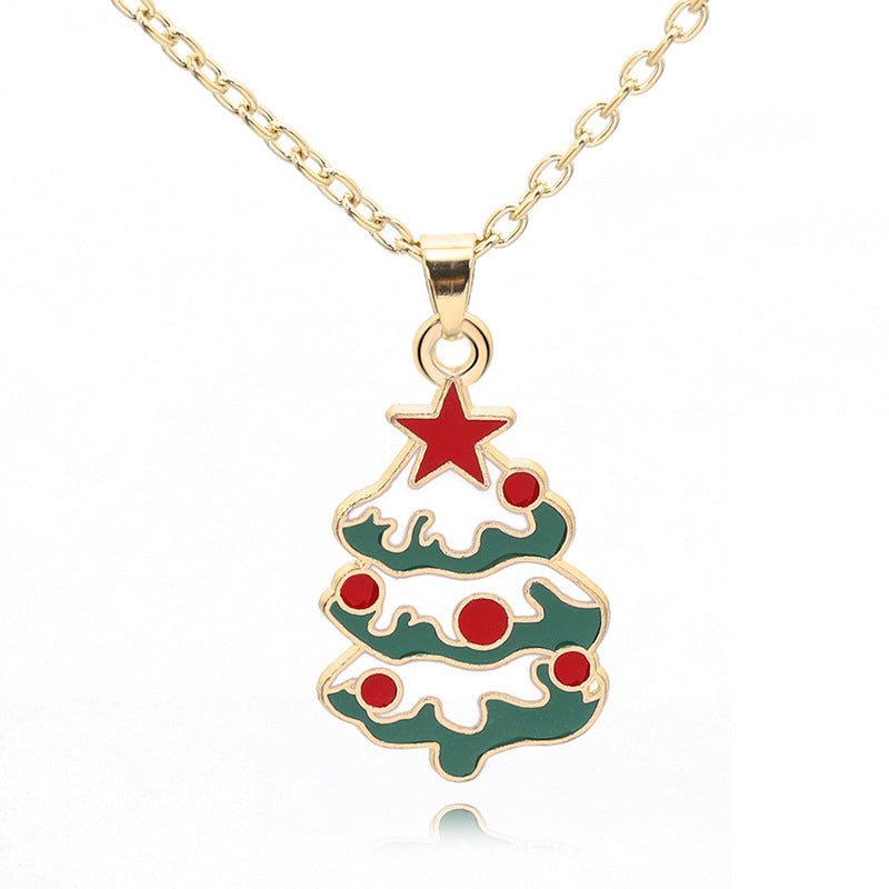 Christmas Tree Necklace Santa Pendant