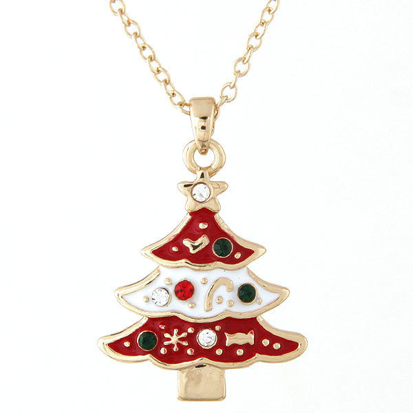 Christmas Tree Necklace Santa Pendant