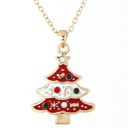 Christmas Tree Necklace Santa Pendant