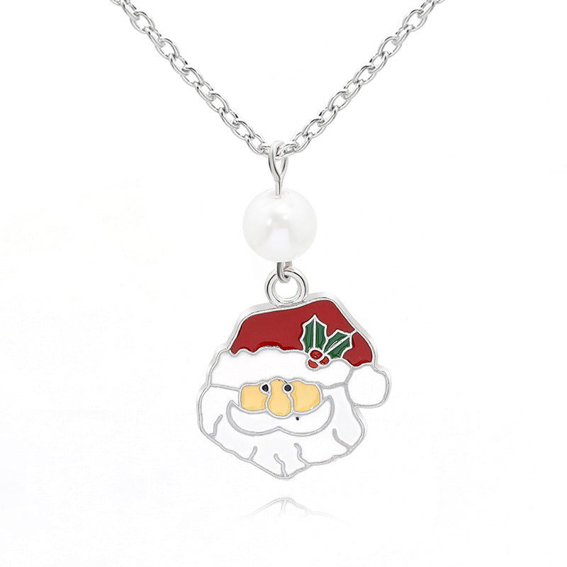Christmas Tree Necklace Santa Pendant