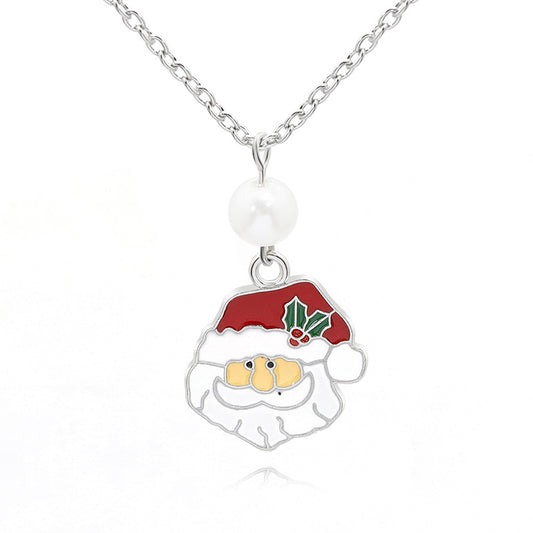Christmas Tree Necklace Santa Pendant