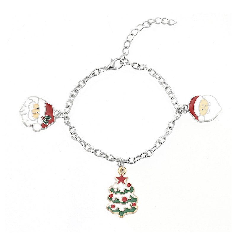 Christmas Tree Necklace Santa Pendant